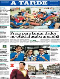 Capa do jornal A Tarde 08/04/2019