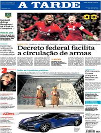 Capa do jornal A Tarde 08/05/2019