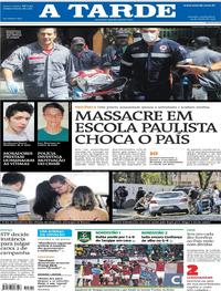 Capa do jornal A Tarde 14/03/2019