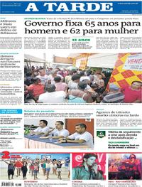 Capa do jornal A Tarde 15/02/2019