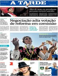 Capa do jornal A Tarde 18/04/2019