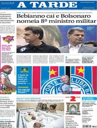 Capa do jornal A Tarde 19/02/2019