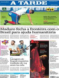 Capa do jornal A Tarde 22/02/2019