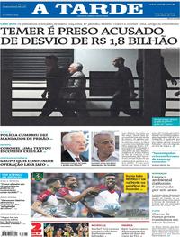 Capa do jornal A Tarde 22/03/2019
