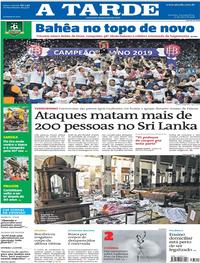 Capa do jornal A Tarde 22/04/2019