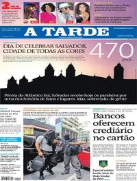 Capa do jornal A Tarde 29/03/2019