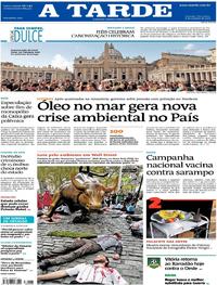 Capa do jornal A Tarde 08/10/2019
