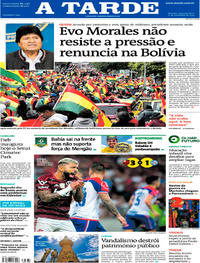 Capa do jornal A Tarde 11/11/2019