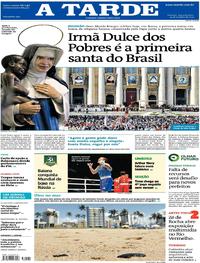 Capa do jornal A Tarde 14/10/2019