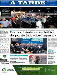 Capa do jornal A Tarde 14/12/2019