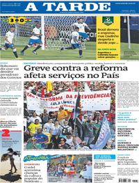 Capa do jornal A Tarde 15/06/2019