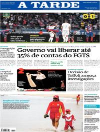 Capa do jornal A Tarde 18/07/2019