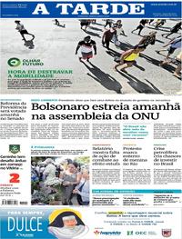 Capa do jornal A Tarde 23/09/2019