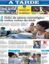 Capa do jornal A Tarde 25/08/2019