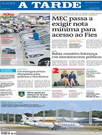 Capa do jornal A Tarde 28/12/2019