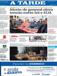 Capa do jornal A Tarde 04/01/2020
