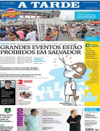 Capa do jornal A Tarde 15/03/2020