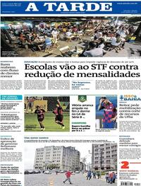 Capa do jornal A Tarde 15/08/2020