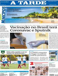 Capa do jornal A Tarde 17/12/2020