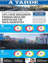 Capa do jornal A Tarde 18/04/2020