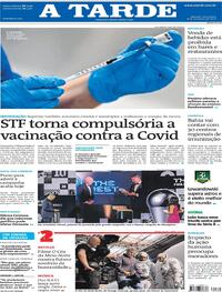 Capa do jornal A Tarde 18/12/2020