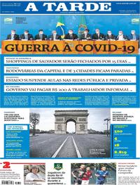 Capa do jornal A Tarde 19/03/2020