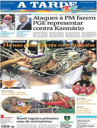 Capa do jornal A Tarde 26/02/2020