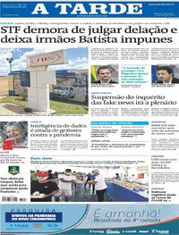 Capa do jornal A Tarde 29/05/2020