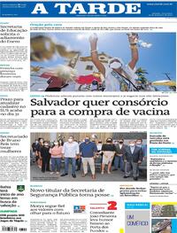Capa do jornal A Tarde 29/12/2020