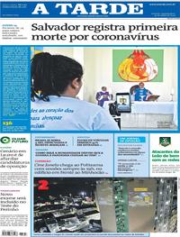 Capa do jornal A Tarde 30/03/2020