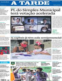 Capa do jornal A Tarde 14/05/2021