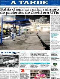 Capa do jornal A Tarde 20/02/2021