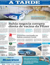 Capa do jornal A Tarde 24/02/2021