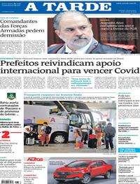 Capa do jornal A Tarde 31/03/2021