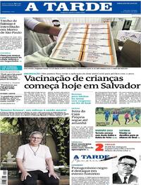 Capa do jornal A Tarde 15/01/2022