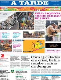 Capa do jornal A Tarde 10/02/2024