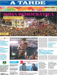 Capa do jornal A Tarde 13/02/2024