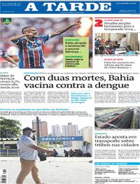 Capa do jornal A Tarde 16/02/2024