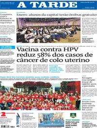 Capa do jornal A Tarde 08/11/2025