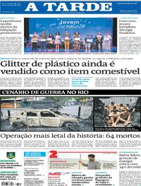Capa do jornal A Tarde 29/10/2025