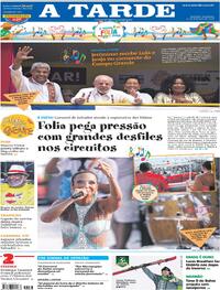 Capa do jornal A Tarde 15/02/2026