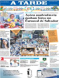 Capa do jornal A Tarde 16/02/2026