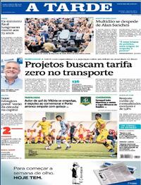 Capa do jornal A Tarde 19/01/2026