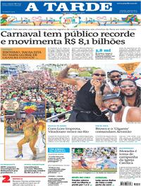 Capa do jornal A Tarde 19/02/2026