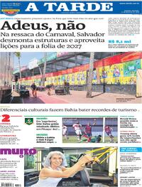 Capa do jornal A Tarde 22/02/2026
