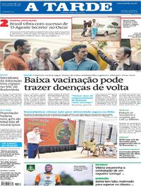 Capa do jornal A Tarde 23/01/2026