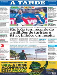 Capa do jornal A Tarde 26/06/2026