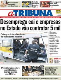 Capa do jornal A Tribuna 01/09/2017
