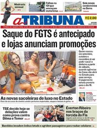 Capa do jornal A Tribuna 07/06/2017