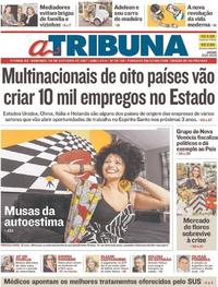 Capa do jornal A Tribuna 08/10/2017